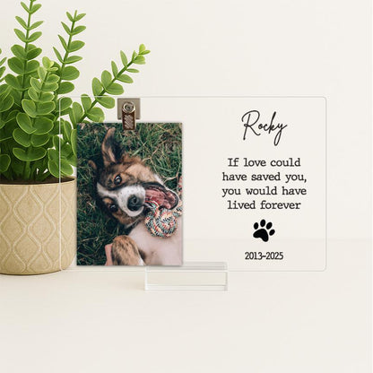 Pet Memorial Frame, Pet Memorial Gift Plaque, Dog or Cat Loss Sympathy Keepsake, Pet Bereavement Gift, Custom Acrylic Photo Gift - MemorialGiftsandmore - 