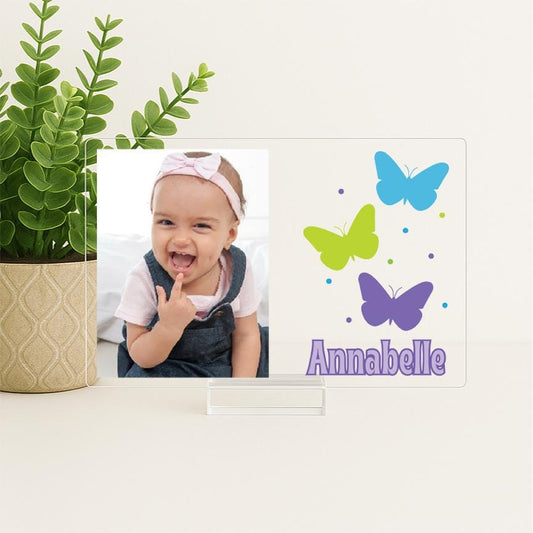 Personalized Unicorn Acrylic Picture Frame for Baby Girl, Custom Photo Gift with Name for New Baby, Toddler, Nursery Decor, Unicorn Gift