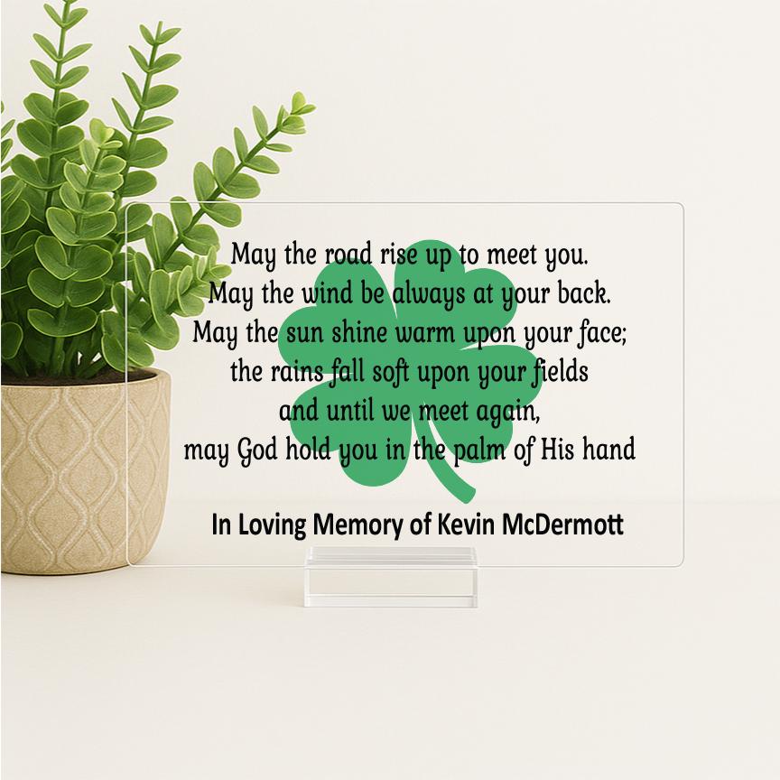 Irish Prayer Memorial - Sympathy Gift Bereavement Gift Funeral Gift - Irish Prayer - Condolence Gift - Custon Shamrock Memorial Gift - MemorialGiftsandmore - 