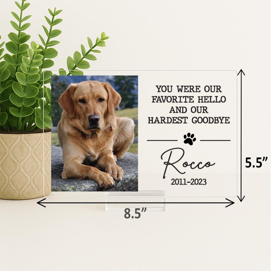 Pet Memorial Frame, Pet Memorial Gift Plaque, Dog or Cat Loss Sympathy Keepsake, Pet Bereavement Gift, Custom Acrylic Photo Gift - MemorialGiftsandmore - 