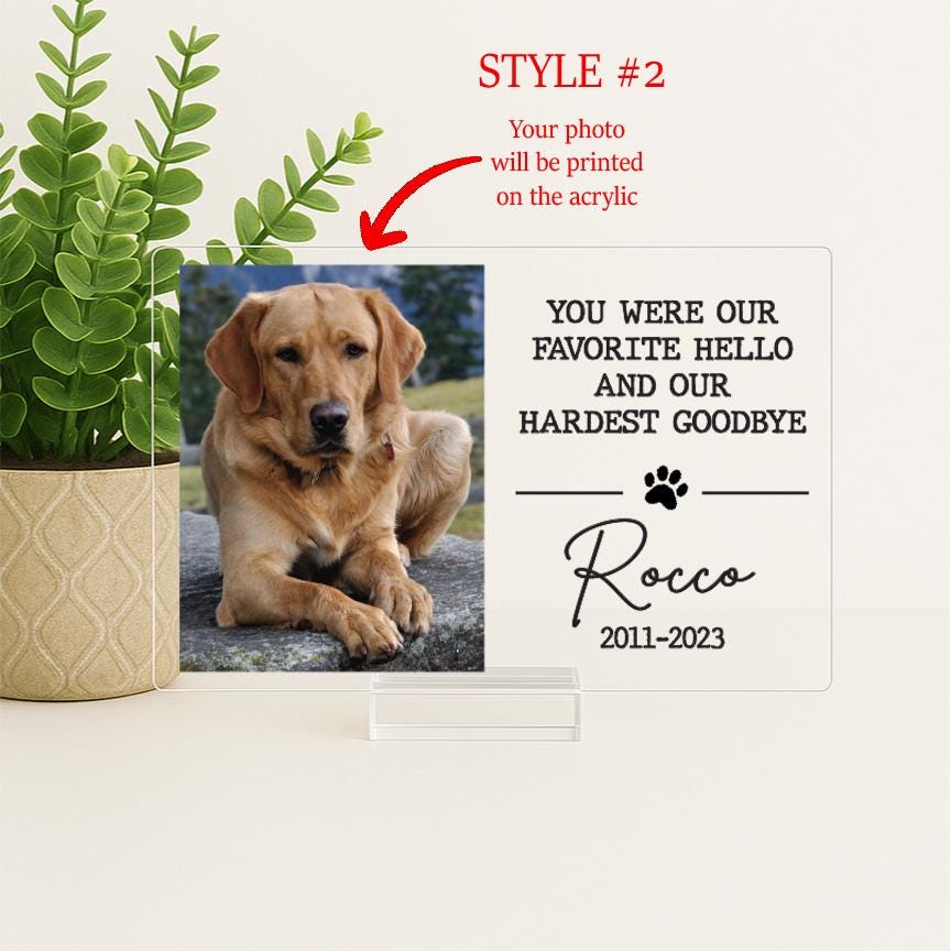Pet Memorial Frame, Pet Memorial Gift Plaque, Dog or Cat Loss Sympathy Keepsake, Pet Bereavement Gift, Custom Acrylic Photo Gift - MemorialGiftsandmore - 