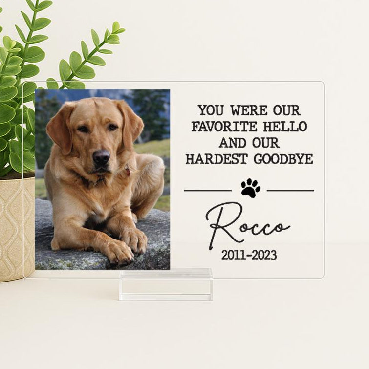 Pet Memorial Frame, Pet Memorial Gift Plaque, Dog or Cat Loss Sympathy Keepsake, Pet Bereavement Gift, Custom Acrylic Photo Gift - MemorialGiftsandmore - 