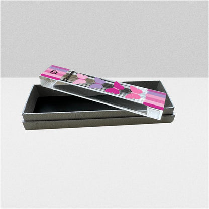 Butterfly Mezuzah with Pink and Purple Stripes - Acrylic Mezuzah - Modern Mezuzah Personalized Judaica Gift - New Baby Gift - New Home Gift