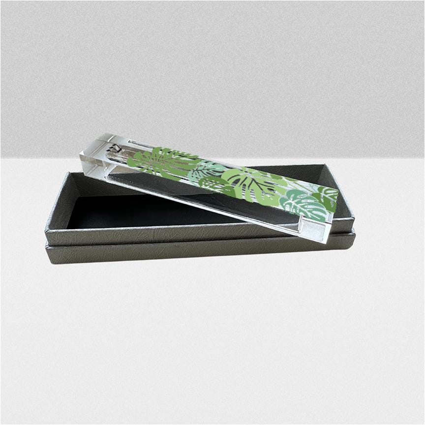 Mezuzah - Monstera Leaves Acrylic Mezuzah - Shades of green - Judaica Gift - New home gift - Modern Mezuzah