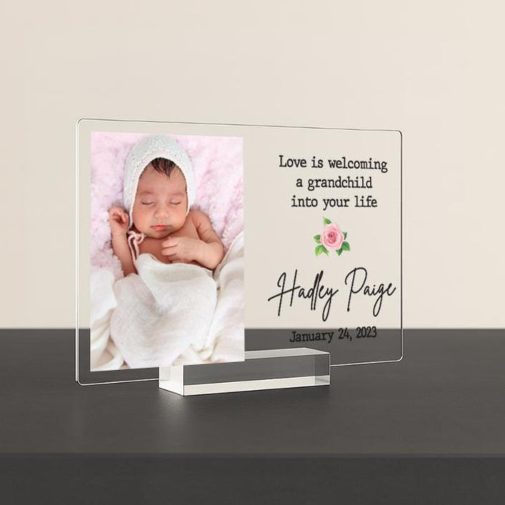 New Grandparents gift, Grandparents Frame, Custom Gift for new grandparents, Personalized Acrylic Frame with baby's name and birth date