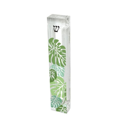 Mezuzah - Monstera Leaves Acrylic Mezuzah - Shades of green - Judaica Gift - New home gift - Modern Mezuzah