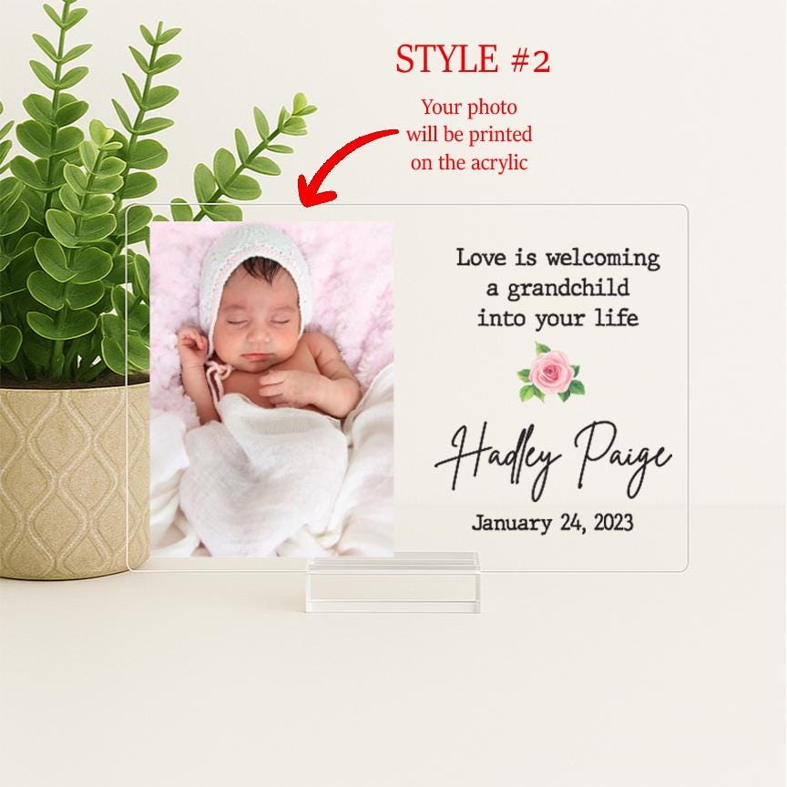 New Grandparents gift, Grandparents Frame, Custom Gift for new grandparents, Personalized Acrylic Frame with baby's name and birth date