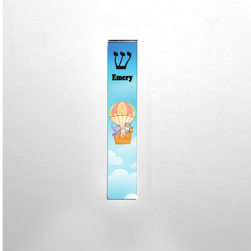 Kid's Mezuzah - Hot Air Balloon - With or without name