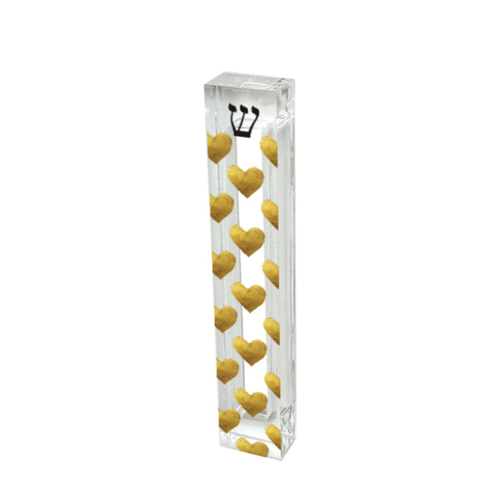 Gold Hearts Mezuzah - With or without name