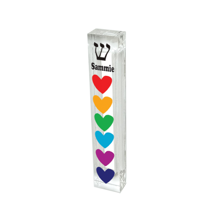 Heart Mezuzah - Colorful hearts Mezuzah - With or without name