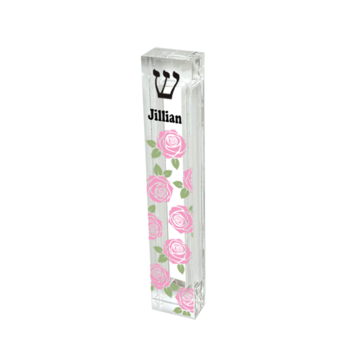 Mezuzah - Pink Roses Mezuzah - With or without name