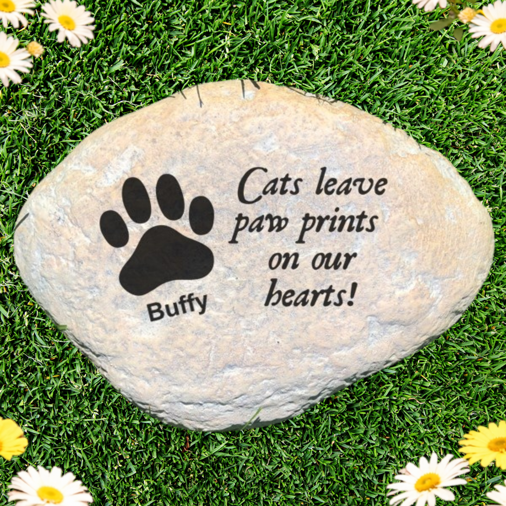 Cat Memorial Stone – Paw Print Garden Tribute