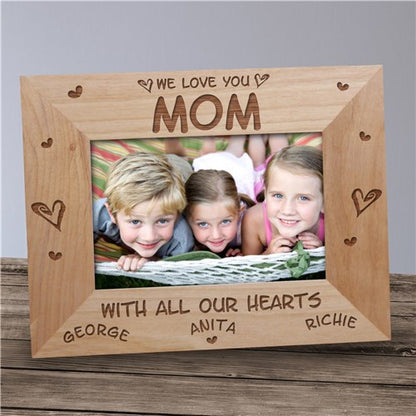 All Our Hearts Personalized Wood Picture Frame for Mom