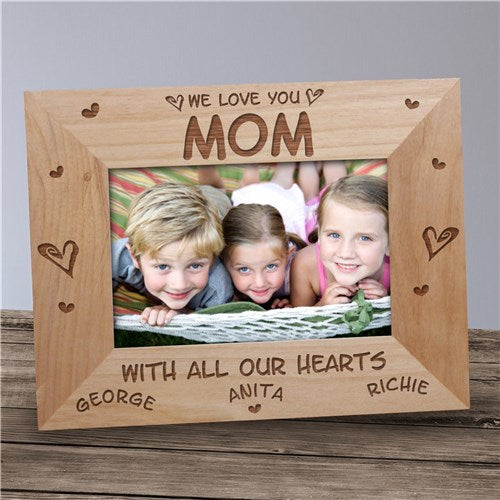 All Our Hearts Personalized Wood Picture Frame for Mom
