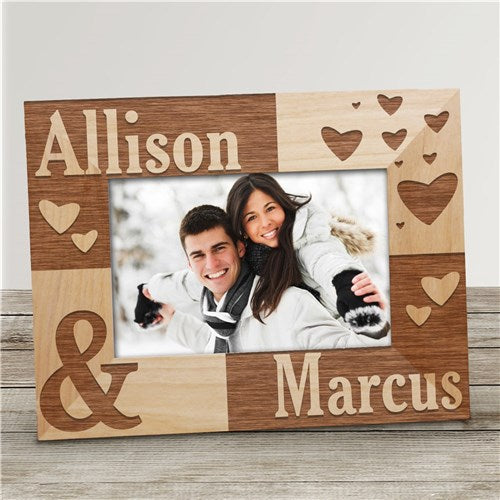 Personalized Couple Wood Picture Frame | Custom Anniversary & Wedding Photo Frame