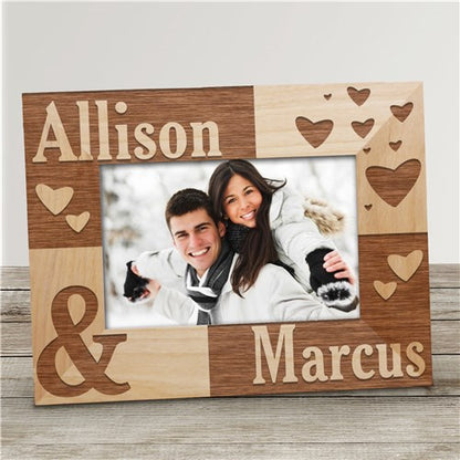 Personalized Couple Wood Picture Frame | Custom Anniversary & Wedding Photo Frame