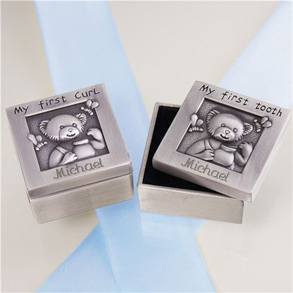 Baby First Curl and Tooth Silver Box Set | Personalized Keepsake Gift