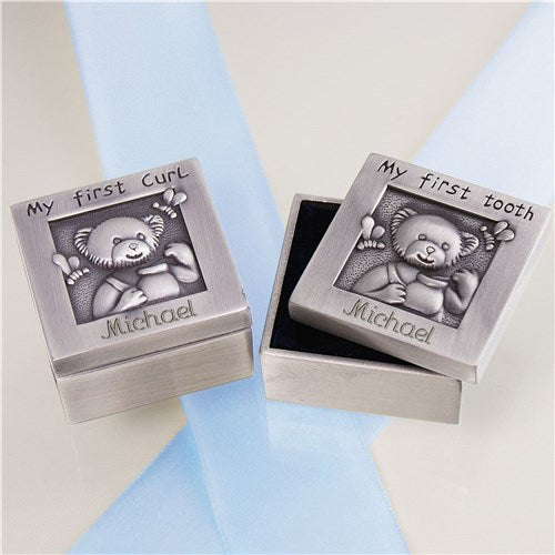 Baby First Curl and Tooth Silver Box Set | Personalized Keepsake Gift