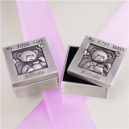 Baby First Curl and Tooth Silver Box Set | Personalized Keepsake Gift