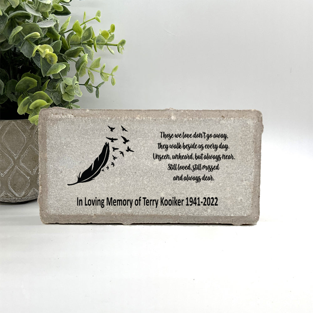 Memorial Stone - Sympathy Gift  Bereavement Gift  Funeral Gift - Feather Memorial -In Memory of -Custom Memorial Gift - Feather with birds