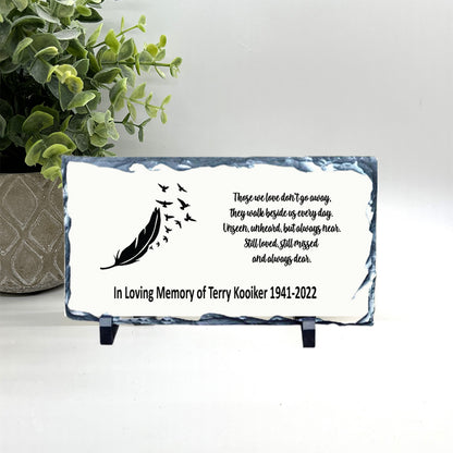 Memorial Stone - Sympathy Gift  Bereavement Gift  Funeral Gift - Feather Memorial -In Memory of -Custom Memorial Gift - Feather with birds