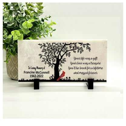 Memorial Stone - Sympathy Gift  Bereavement Gift  Funeral Gift - Cardinal Memorial - Condolence Gift - Custom Memorial Gift - Tree Cardinal