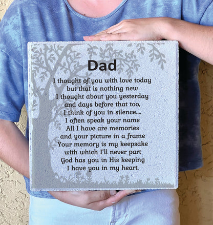 Personalized Memorial Garden Stone - 12" x 12"  -I thought of you with love today.....