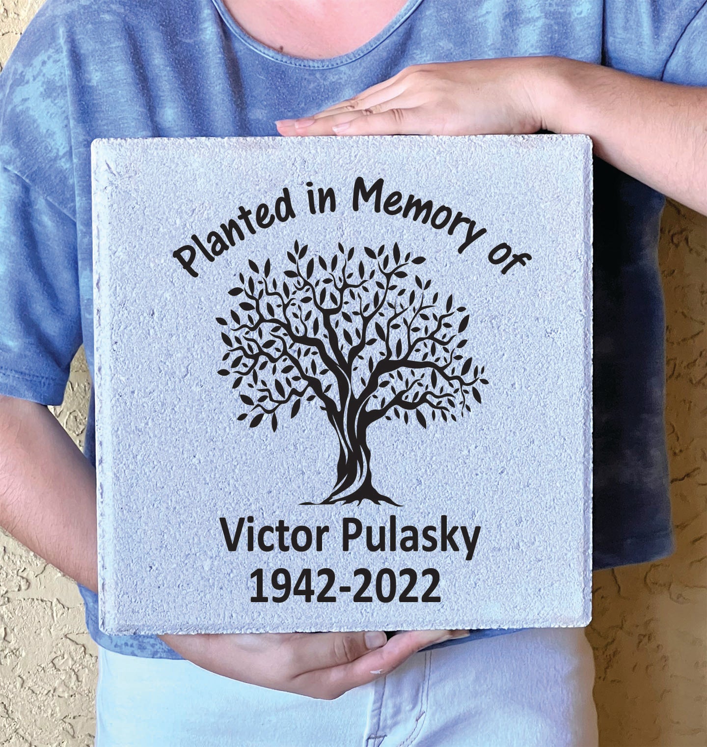 Personalized Memorial Garden Stone - 12" x 12" - Planted in Memory of