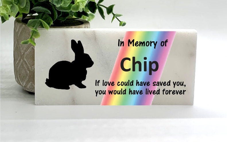 Rabbit / Bunny Memorial Stone- Rainbow Bridge Personalized Pet Keepsake