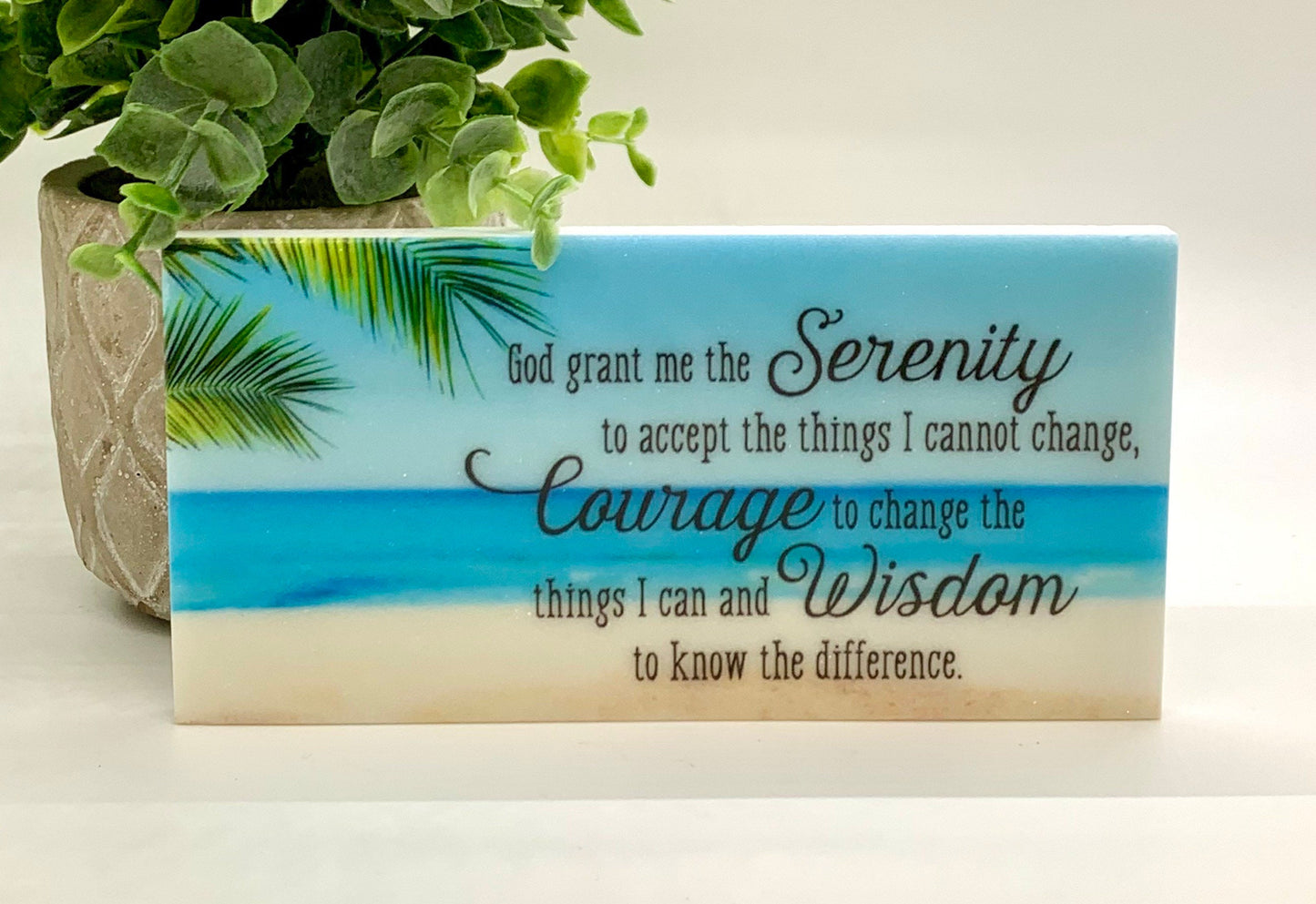 Serenity Prayer Stone - beach background