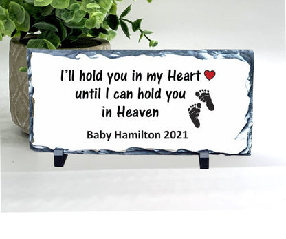 Baby Memorial Gift - "I'll hold you in my heart until I can hold you in heaven" Memorial Stone