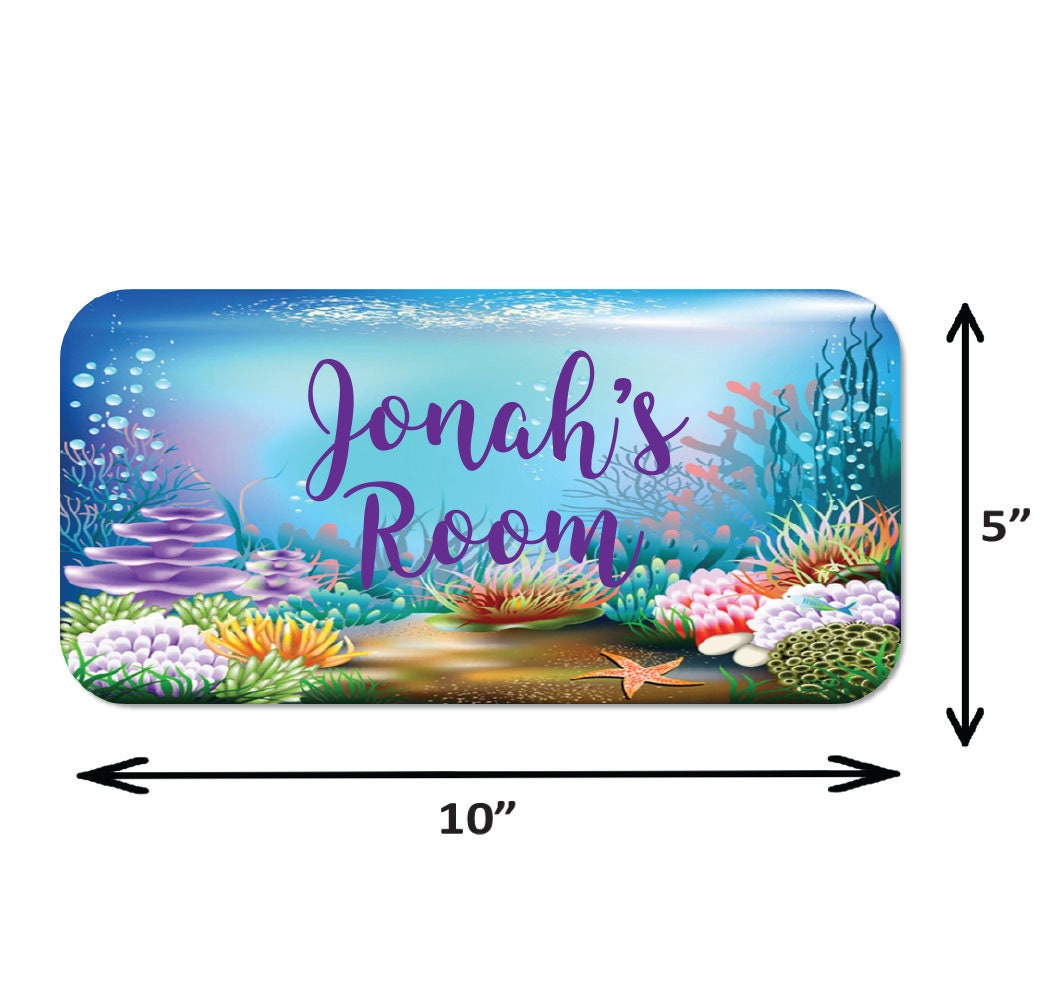 Under the Sea Theme Personalized Room Sign - 5"x10" Custom Sign