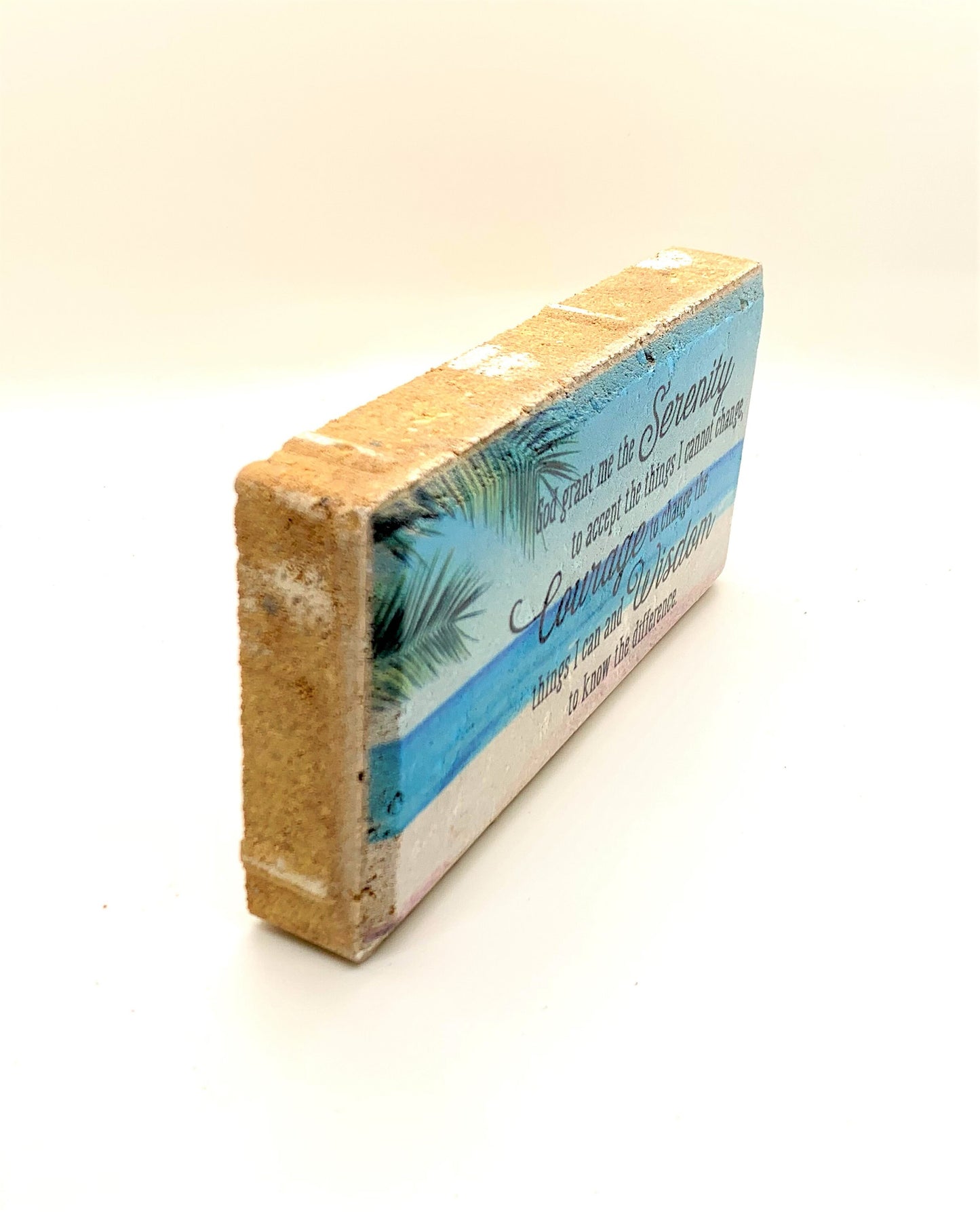 Serenity Prayer Stone with beach background