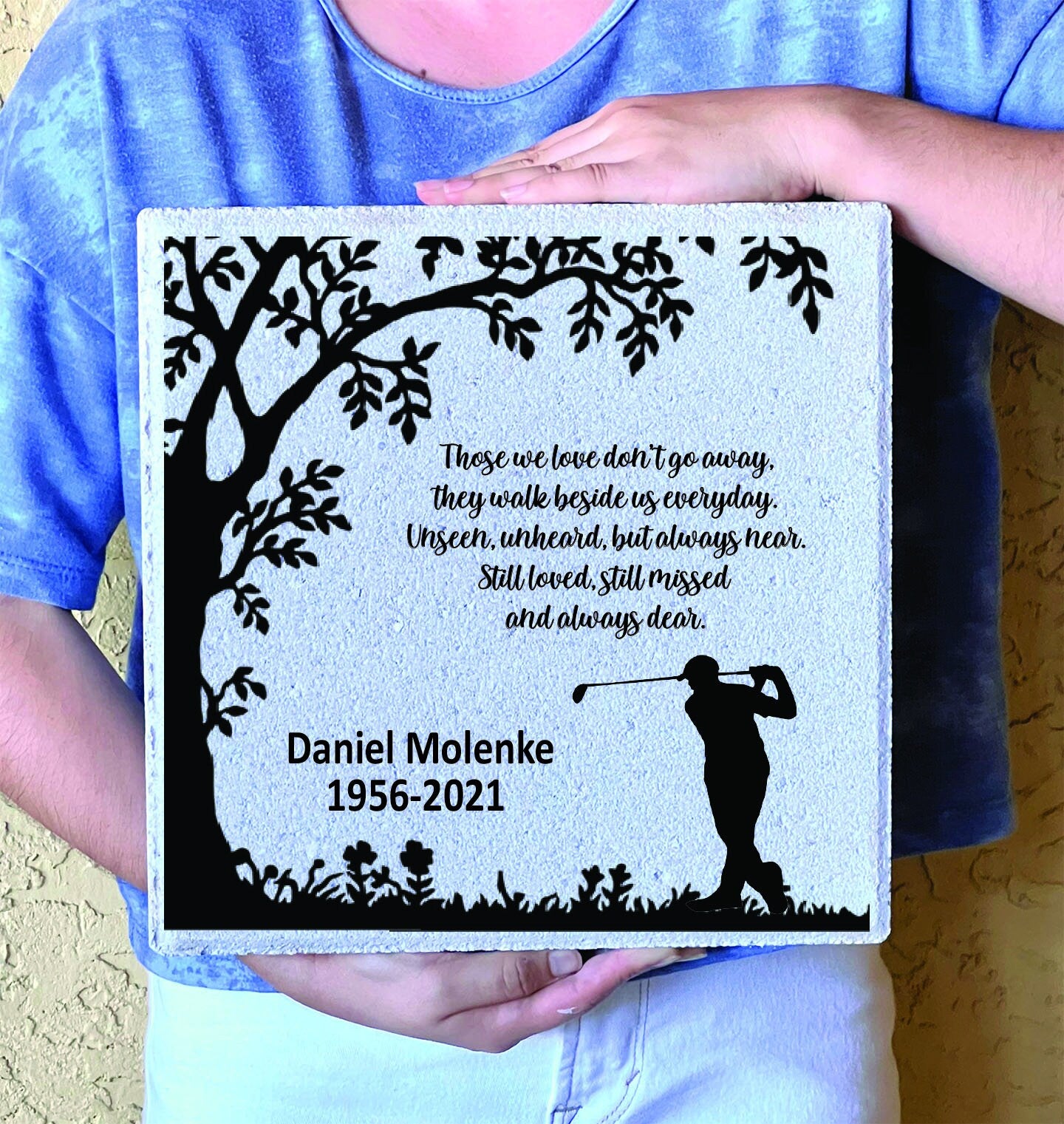 Memorial Stone - Sympathy Gift  Bereavement Gift  Funeral Gift - Golfer Memorial - Condolence Gift - Custom Memorial Gift -12x12 Memorial