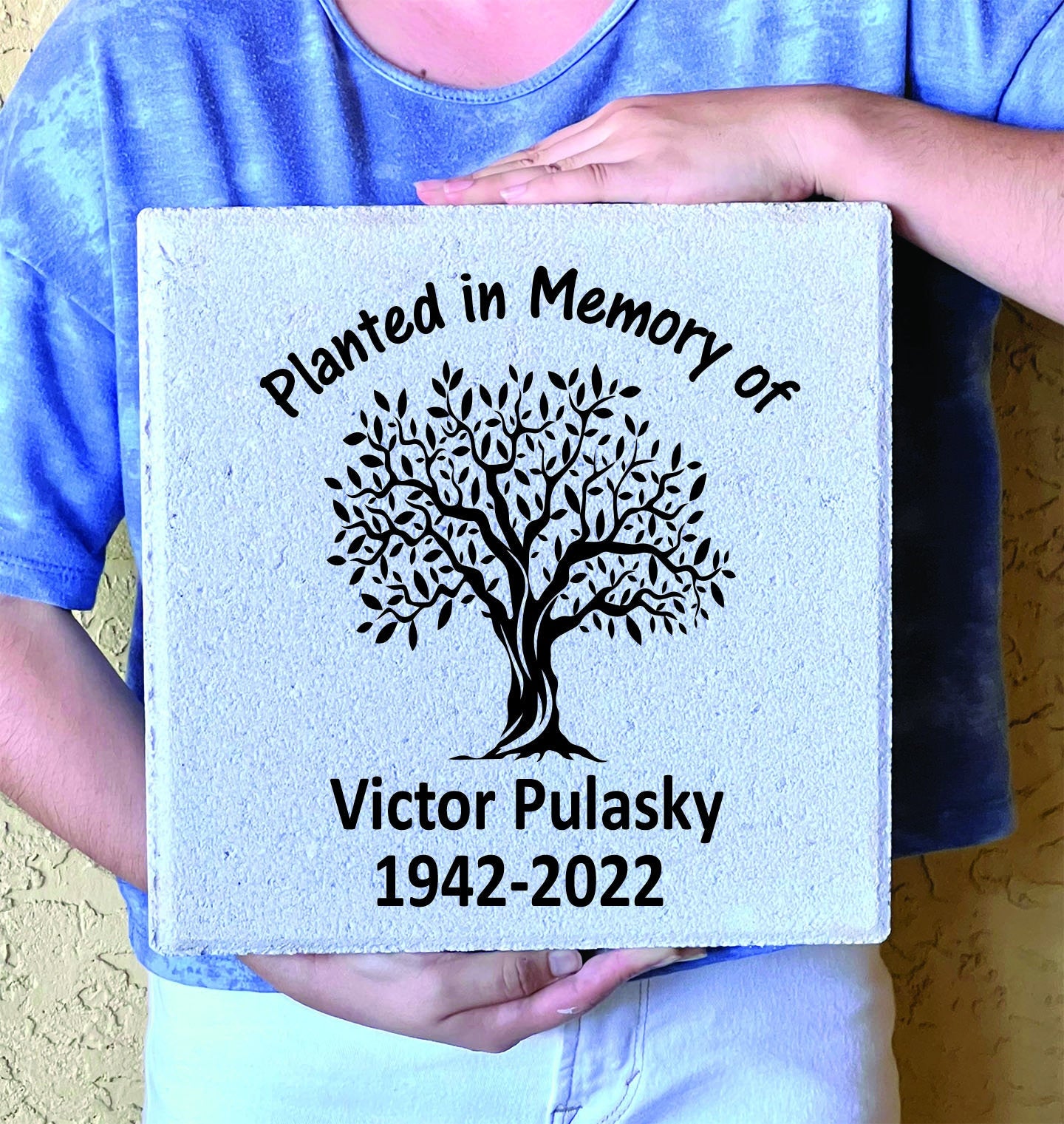 Planted in Memory of - Memorial Stone - Concrete Paver Memorial Marker - 12" x 12"  Personalized Tree Memorial Plaque - Custom Memorial Stone