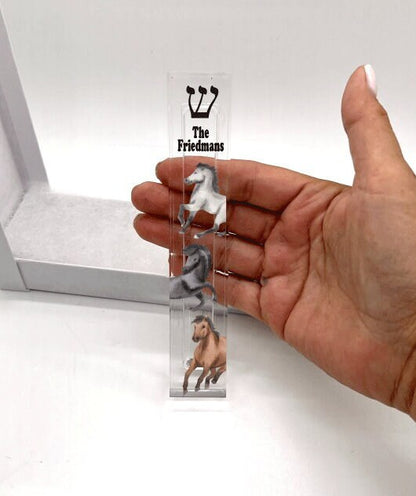 Horse Mezuzah - Acrylic Mezuzah - Modern Mezuzah - Personalized Judaica Gift - Equestrian Mezuzah - Horse Owner Gift - New Home Gift