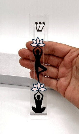 Mezuzah - Yoga Mezuzah - Yogi - Lotus Flower - Namaste - Acrylic Mezuzah - Modern Mezuzah - New Home Gift  - Yoga Room Decor