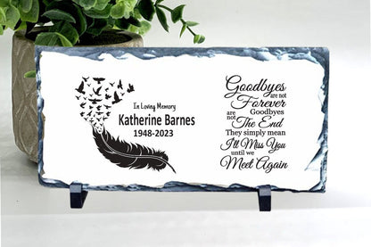 Memorial Stone - Sympathy Gift  Bereavement Gift  Funeral Gift - Feather Memorial - Memorial with birds  - Condolence Gift - Custom Memorial