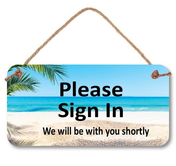 Custom 5" x 10" Sign with Beach Background - for Home, Office, Yard, Porch, Salon, Spa, Ready to hang, Personalized with your saying