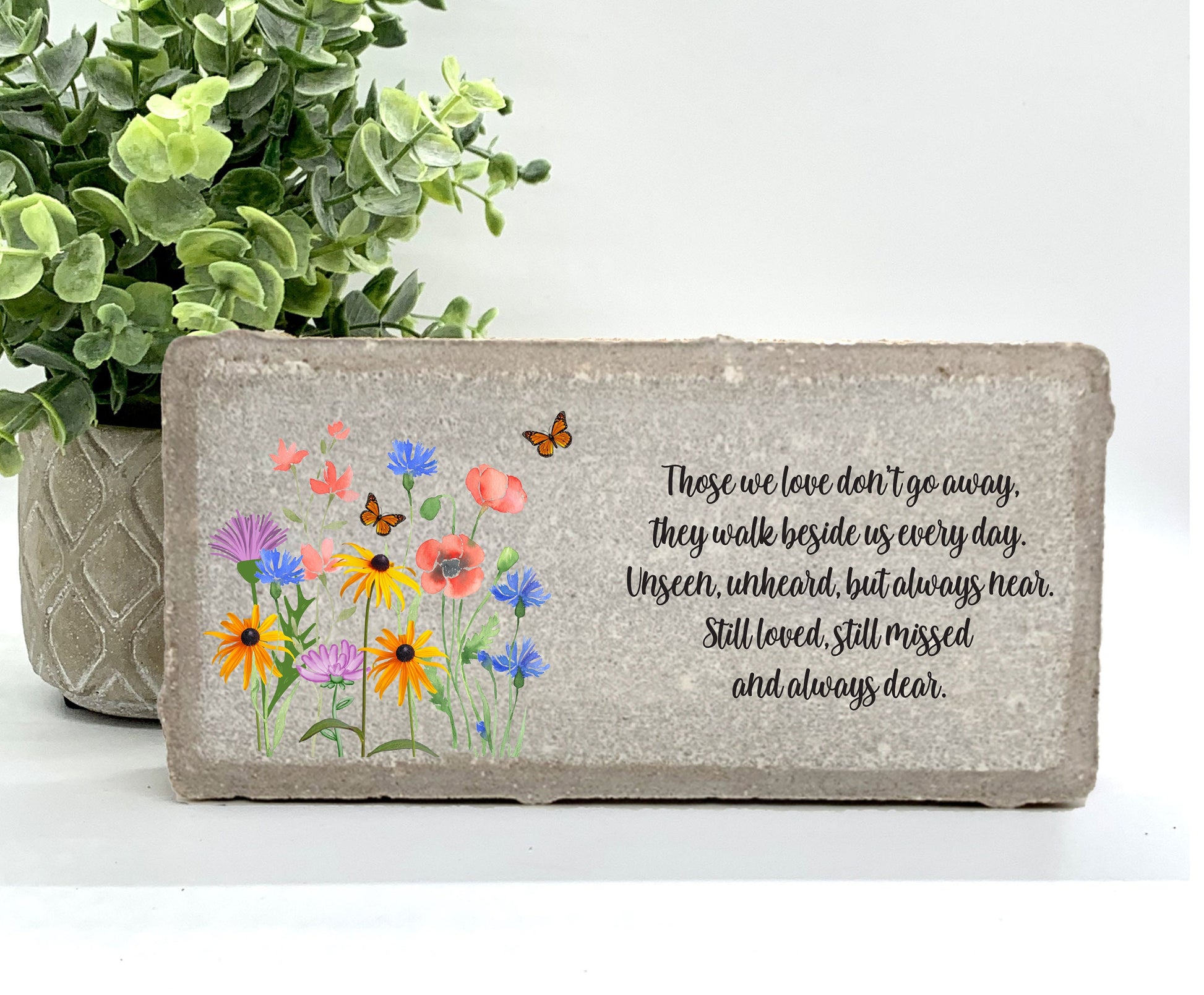 Memorial Stone - Sympathy Gift  Bereavement Gift  Funeral Gift - Wild flowers Memorial - Condolence Gift - Custom Memorial Gift - Butterfly