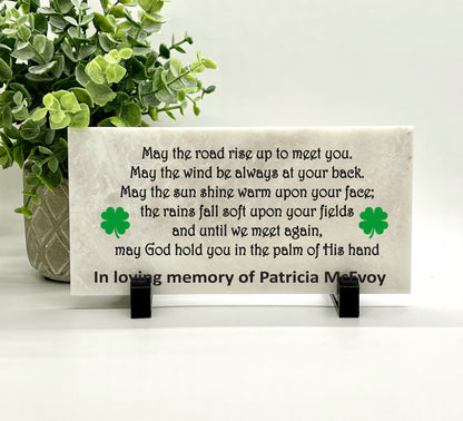 Memorial Stone - Sympathy Gift  Bereavement Gift  Funeral Gift - Irish Prayer - Condolence Gift - Custom Memorial Gift - Shamrock