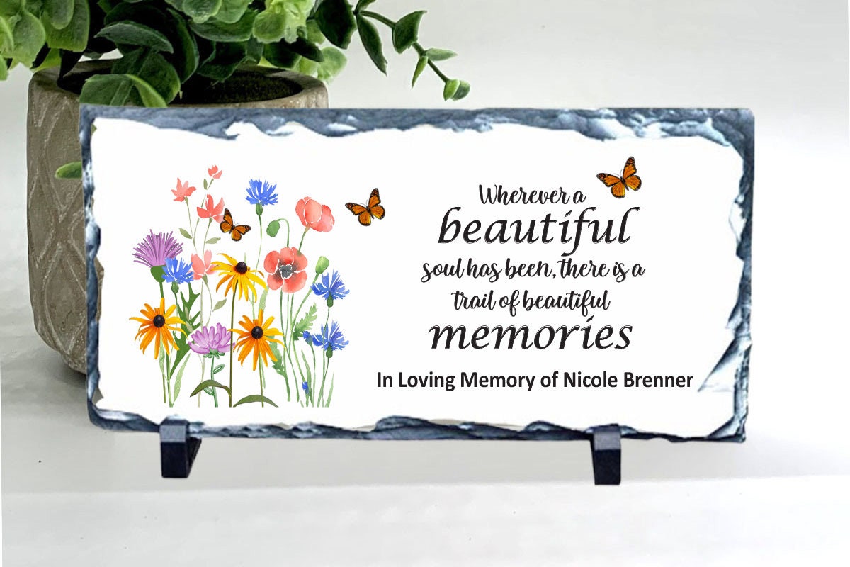 Memorial Stone - Sympathy Gift  Bereavement Gift  Funeral Gift - Wild flower Memorial - Condolence Gift - Custom Memorial Gift - Butterfly