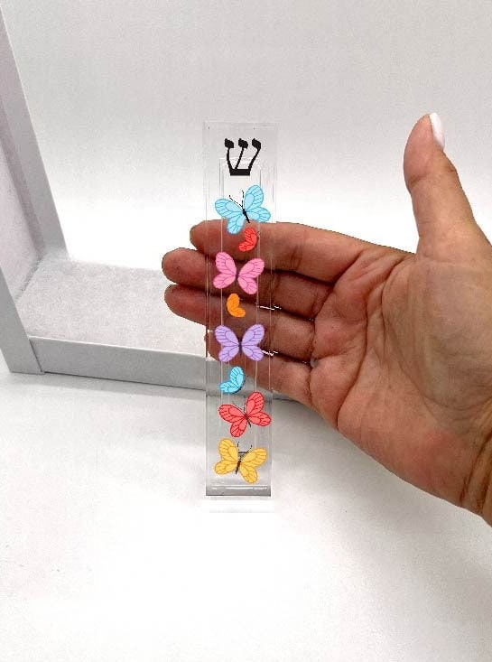 Butterfly Mezuzah - Acrylic Mezuzah - Modern Mezuzah - Personalized Mezuzah - New Baby Gift - New Home Gift - Mezuzah