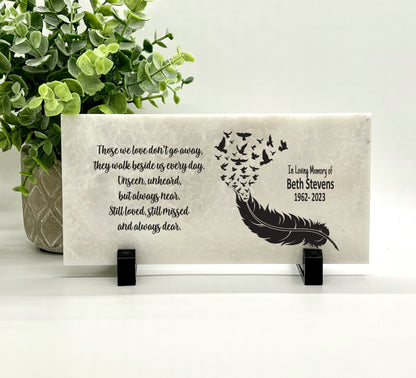 Memorial Stone - Sympathy Gift  Bereavement Gift  Funeral Gift - Feather Memorial - Memorial with birds  - Condolence Gift - Custom Memorial