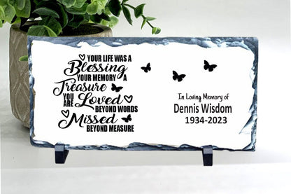 Memorial Stone - Sympathy Gift  Bereavement Gift  Funeral Gift - Feather Memorial -In Memory of -Custom Memorial Gift - Butterfly Memorial