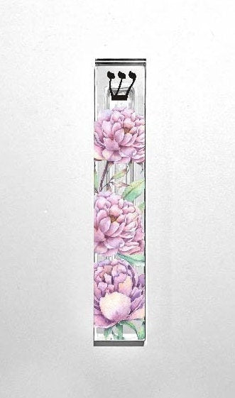 Mezuzah - Peony Mezuzah - Acrylic Mezuzah - Modern Mezuzah - Peony Flower Mezuzah - Personalized Mezuzah - Flower Mezuzah - New Home Gift