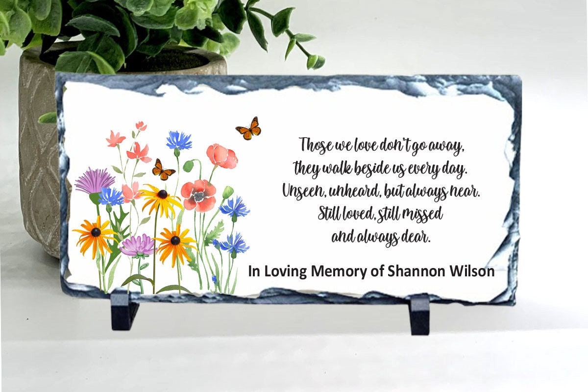 Memorial Stone - Sympathy Gift  Bereavement Gift  Funeral Gift - Wild flowers Memorial - Condolence Gift - Custom Memorial Gift - Butterfly