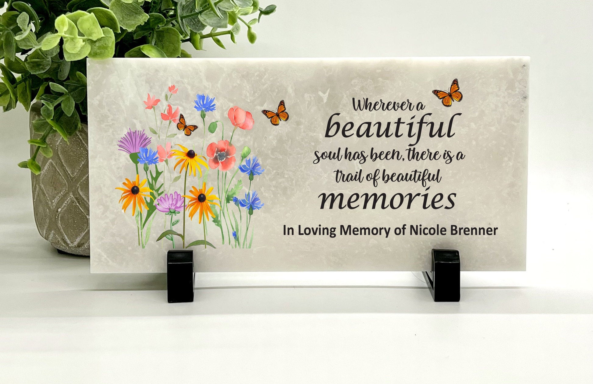 Memorial Stone - Sympathy Gift  Bereavement Gift  Funeral Gift - Wild flower Memorial - Condolence Gift - Custom Memorial Gift - Butterfly