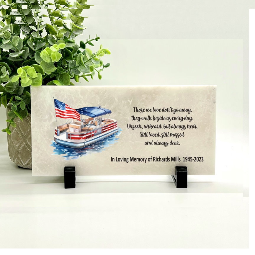 Memorial Stone - Sympathy Gift - Bereavement Gift - Funeral Gift - Pontoon Boat- Condolence Gift - Custom Memorial Gift - Loss of Father