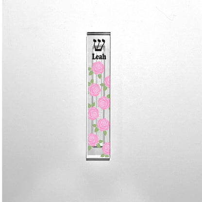 Mezuzah - Pink Roses Mezuzah - With or without name - Acrylic Rose Mezuzah - Floral Judaica Gift - New Baby Gift - New home gift